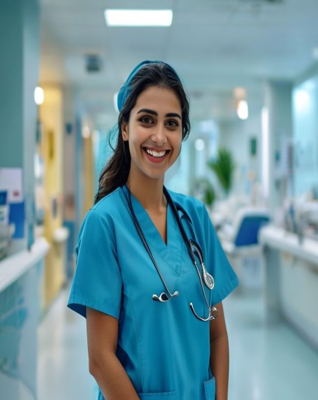 Pakistani nurse in hospital